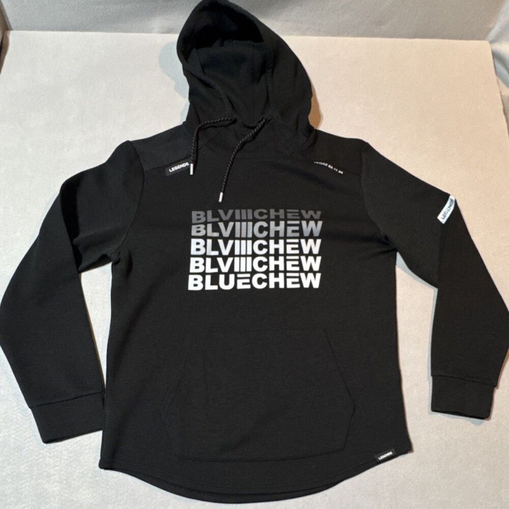 Legends Men's Black Graphic Print Hoodie Vegas 02.11.24 Size L BLUECHEW